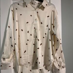 Mine Ivory Blouse with Chocolate Dots